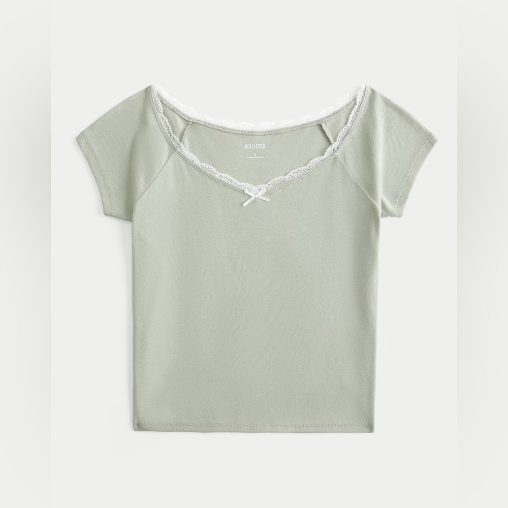Hollister Off-the-Shoulder Lace Trim Top